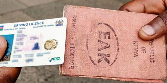File image of the old and new Driving Licences issued by NTSA.